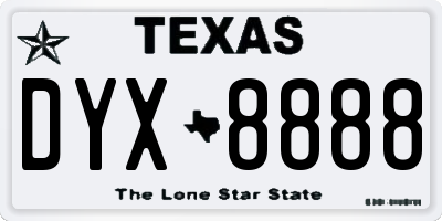 TX license plate DYX8888