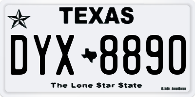 TX license plate DYX8890