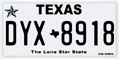 TX license plate DYX8918