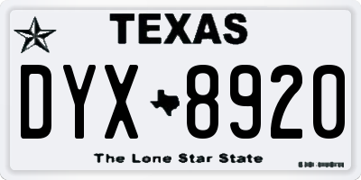 TX license plate DYX8920