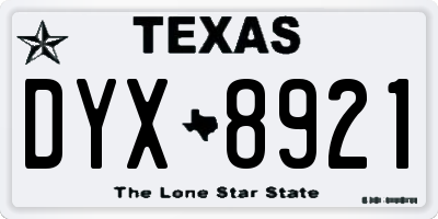 TX license plate DYX8921