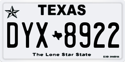 TX license plate DYX8922