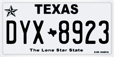 TX license plate DYX8923