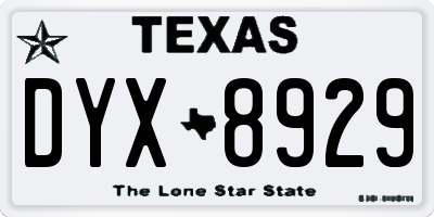 TX license plate DYX8929
