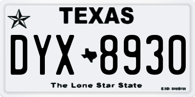 TX license plate DYX8930