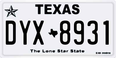 TX license plate DYX8931