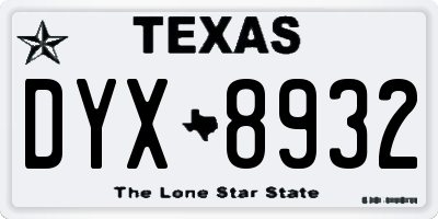 TX license plate DYX8932