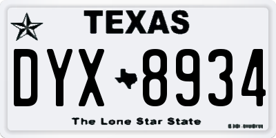TX license plate DYX8934