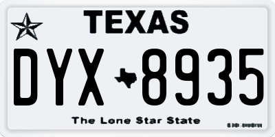 TX license plate DYX8935