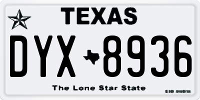 TX license plate DYX8936