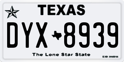 TX license plate DYX8939