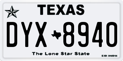 TX license plate DYX8940