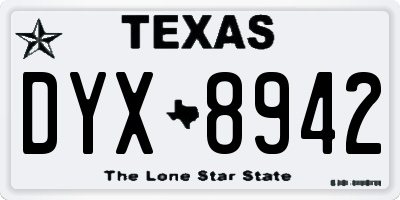 TX license plate DYX8942