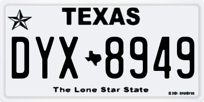 TX license plate DYX8949