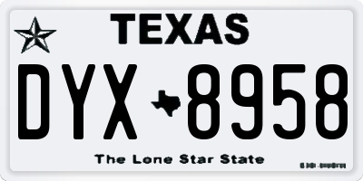 TX license plate DYX8958