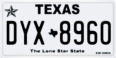 TX license plate DYX8960