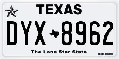 TX license plate DYX8962