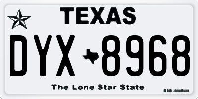 TX license plate DYX8968