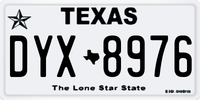 TX license plate DYX8976