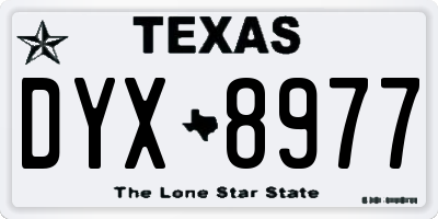 TX license plate DYX8977