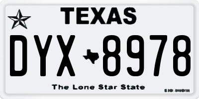 TX license plate DYX8978