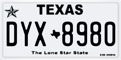 TX license plate DYX8980