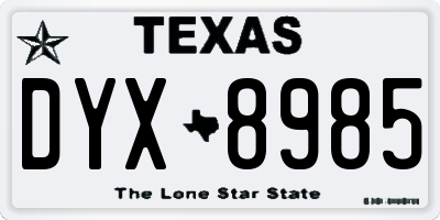TX license plate DYX8985