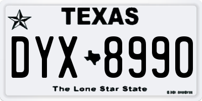 TX license plate DYX8990