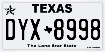 TX license plate DYX8998