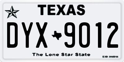 TX license plate DYX9012