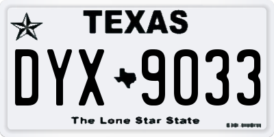 TX license plate DYX9033