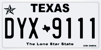 TX license plate DYX9111