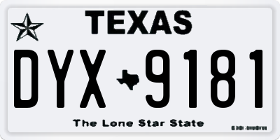 TX license plate DYX9181