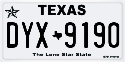 TX license plate DYX9190