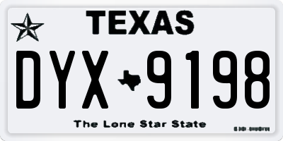 TX license plate DYX9198