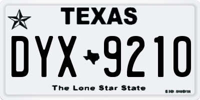 TX license plate DYX9210