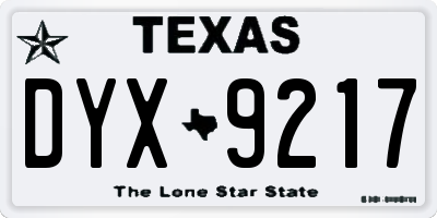 TX license plate DYX9217