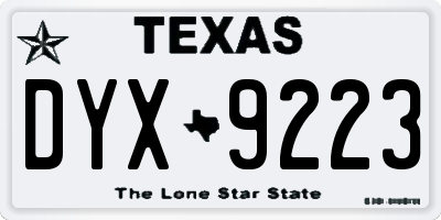 TX license plate DYX9223