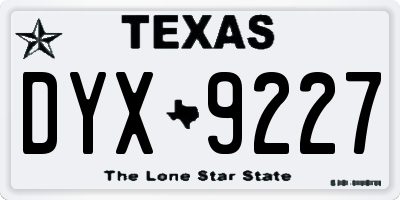 TX license plate DYX9227