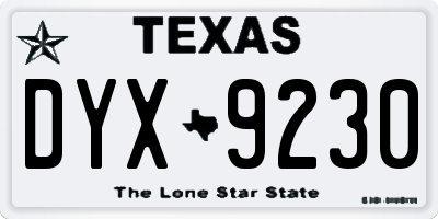 TX license plate DYX9230