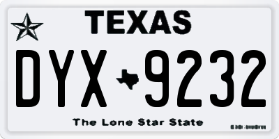 TX license plate DYX9232