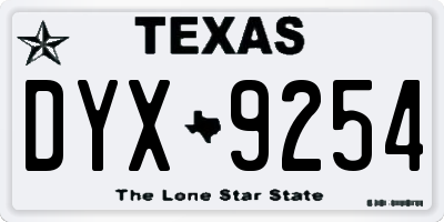 TX license plate DYX9254