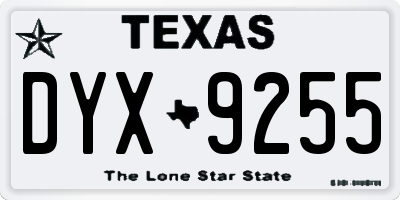 TX license plate DYX9255
