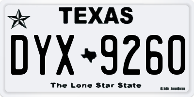 TX license plate DYX9260