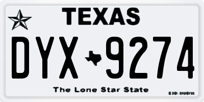 TX license plate DYX9274