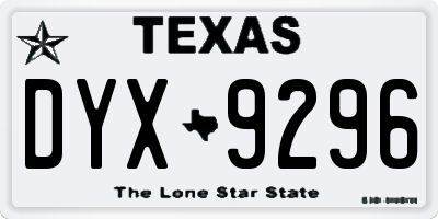 TX license plate DYX9296