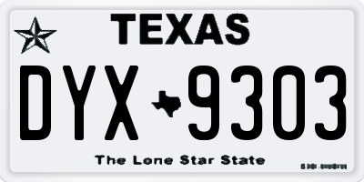 TX license plate DYX9303