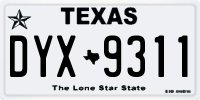 TX license plate DYX9311