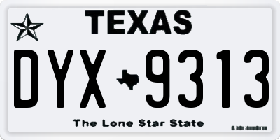 TX license plate DYX9313