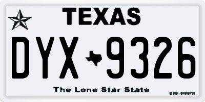 TX license plate DYX9326